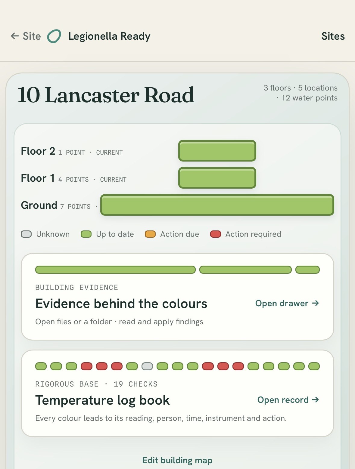 An early build of the app with the first colour vocabulary